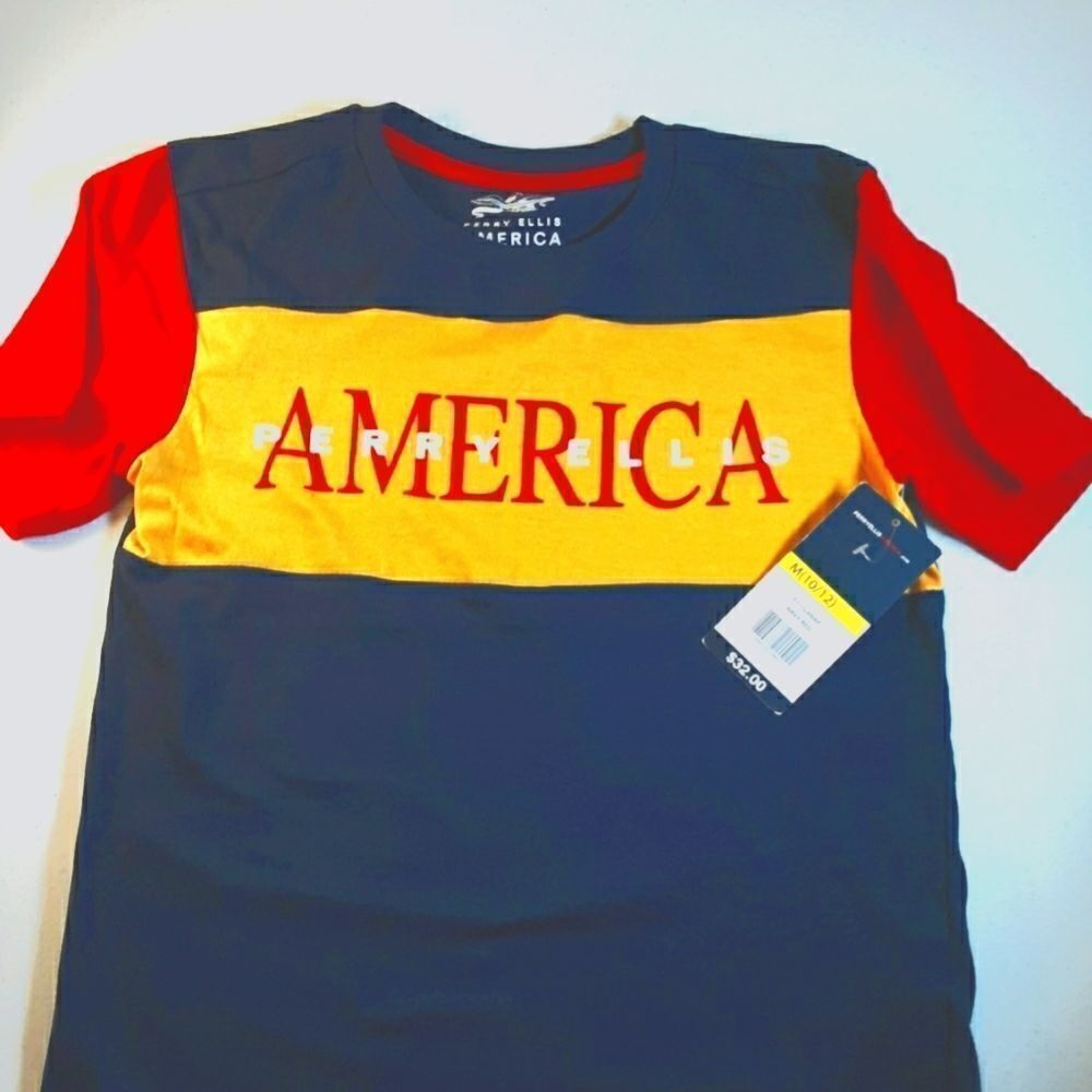 PERRY ELLIS Tee America Unisex Kids‎ Colorful Short-Sleeved size Medium